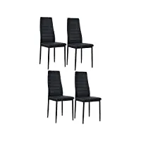 buybyroom salle à manger ensemble de 4 chaises de cuisine en métal, chaise de table de salle à manger siège rembourré confortable, noir
