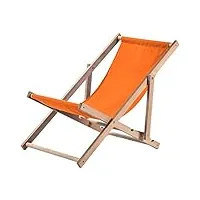 kadax chaise longue pliable en bois pour se détendre confortablement à la plage, sur le balcon ou dans le jardin, transat pliant d'extérieur (orange)