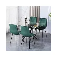 goldfan ensemble de table à manger avec 4 chaises rectangulaire table à manger plus 4 velours chaises,table à manger moderne et chaises de cuisine pour bureau,vert