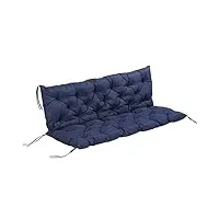 outsunny coussin matelas assise dossier pour banc de jardin balancelle canapé 3 places grand confort 150 x 98 x 8 cm bleu