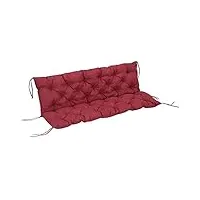 outsunny coussin matelas assise dossier pour banc de jardin balancelle canapé 3 places grand confort 150 x 98 x 8 cm rouge