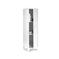 idmarket - armoire vestiaire ester porte métal blanc design industriel