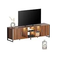 eureka ergonomic meuble tv bas en bois avec lumières led pour tv jusqu'à 80 pouces avec cadre en métal étagères réglables avec mémoire, application intelligente, design industriel moderne