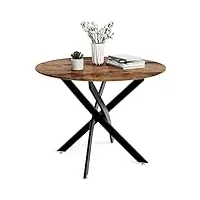 goldfan table salle manger rond une table de cuisine de salon 80cm ronde table à manger vintage table en bois rétro avec pieds en métal,80cm