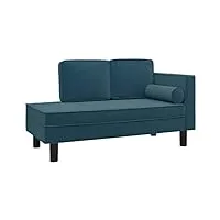 vidaxl chaise longue avec coussins et traversin canapé convertible pour sieste meuble de salon salle de séjour intérieur bleu velours