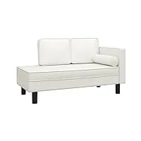 vidaxl chaise longue avec coussins et traversin canapé convertible pour sieste meuble de salon salle de séjour intérieur crème similicuir