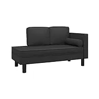 vidaxl chaise longue avec coussins et traversin canapé convertible pour sieste meuble de salon salle de séjour intérieur noir similicuir