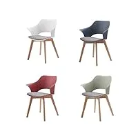 hjhomeheart lot de 4 chaises de salle à manger, pieds en bois massif, chaises de bureau avec accoudoirs, chaises en tissu, vert+rouge+blanc+bleu
