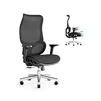joyfly chaise bureau ergonomique, chaise de bureau avec assise réglable, fauteuil de bureau avec soutien lombaire, siege bureau chaise gaming ordinateur maille,adulte,150kg(noir)