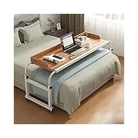 table de lit extensible sur roulettes, table de chevet pour ordinateur portable réglable en hauteur et en longueur pour ordinateur portable pour bureau à domicile, marron, 140 cm
