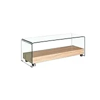 meuble tv en verre trempé transparent avec étagère en bois - glass -