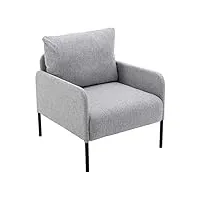 chairus canapé 1 place pour salon chambre fauteuil canapé divan de rembourré en lin modern sofa avec accoudoirs (gris#1)