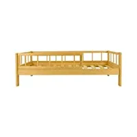 velinda lit d'enfant en bois avec les barrières, lit en bois de style scandinave 160x80 (couleur: bois naturel)