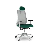 nowy styl souly chaise de bureau mécanisme synchronisé avec réglage de la profondeur d'assise, siège à ressort ensaché, accoudoirs 2d, dossier en filet, appuie-tête 3d, ergonomique, plastique, vert
