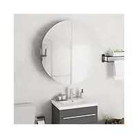ledamp meubles, armoires, armoires de salle de bain avec miroir rond et led en chêne 54 x 54 x 17,5 cm, meuble de rangement