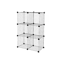 amazon basics 6 étagères de rangement empilables cubique en grillage métallique, 66 x 32 x 96.5 cm, noir