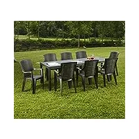 dmora - table d'extérieur susa, table à manger rectangulaire extensible, table de jardin extensible, 100% made in italy, cm 150x90h72, anthracite