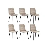 mevsim store chaise de salle à manger 6 lot de beige - velours - pied métallique - fauteuil de salon - fauteuil velours chaise - chaise de cuisine inox
