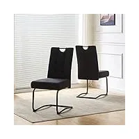 b&d home chaises de salle à manger sofia (lot de 2) | chaises à piétement luge chaise à bascule pour salle à manger, cuisine, bureau | design rétro industriel moderne | tissu anthracite, 11125-antr-2