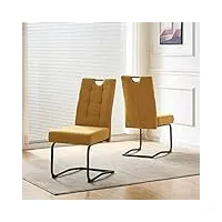 b&d home chaises de salle à manger sofia (lot de 2) | chaises à piétement luge pour salle à manger, cuisine, bureau | design rétro industriel moderne | tissu jaune moutarde, 11125-gelb-2