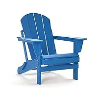 torva adirondack fauteuil de jardin pliable en plastique recyclé à haute densité – résistant aux intempéries – fauteuil inclinable d'extérieur pour terrasse, pelouse et brasero – couleur bleue