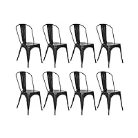 lantus lot de chaises de salle à manger empilables en métal style industriel vintage, convient pour une utilisation intérieure et extérieure, chaise de jardin,85 * 45 * 45cm (85 * 45 * 45cm-noir-8pc)
