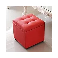 cube faux cuir rangement repose-pieds pouf banquette, coffre À jouets organisateur boîte pouf coffre siège unique pour la maison, rouge, 40x40x40cm(16x16x16)