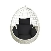 harolddol coussin de chaise suspendu 6d en rotin pour balançoire suspendue, fauteuil suspendu ou canapé (gris/noir)