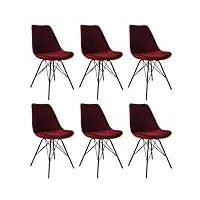 kick collection ensemble de 6 chaise de salle à manger velvet - velours - rouge - moderne et de haute qualité - matériaux de haute qualité - disponible dans de nombreuses couleurs