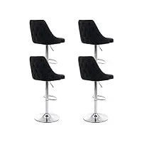 wahson chaise de bar lot de 4 chaise haute bar velours chaise haute cuisine pied métal, tabouret velours réglable pour cuisine/bar/comptoir,noir