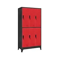 tidyard armoire à casiers armoire de rangement casier vestiaire armoire metallique armoire de bureau en acier anthracite et rouge 90x45x180 cm