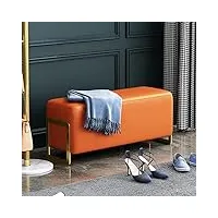 banc ottoman simili cuir, banc d'entrée banc de bout de lit confortable, banc rembourré avec base en métal, banc de chambre À coucher moderne banc de chaussure-orange-base dorée 100x35x40cm(