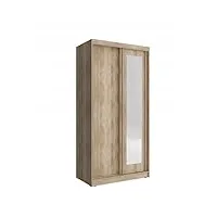bb loisir armoire placard 100x62x206cm porte coulissante avec miroir penderie et étagère sonoma modèle alaia