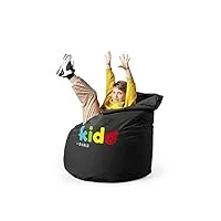 diablo pouf poire beanbag pour enfants pouf avec remplissage fauteuil de jeu avec des perles eps revêtement en pvc polyester 110 cm x 80 cm x 80 cm (noir)