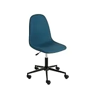 baroni home chaise de bureau pivotante et rembourrée, fauteuil de bureau avec assise ergonomique, chaise avec hauteur réglable, sans accoudoirs, 63x40x93 cm, bleu