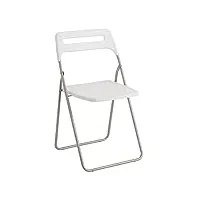 baroni home chaise pliante peu encombrante, chaise de salle à manger, chaise d’intérieur et d’extérieur avec structure en acier, siège et dossier en plastique, 42x38x78 cm, blanc, 1 pièce
