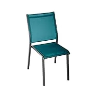 hespéride - chaise de jardin empilable essentia bleu canard & graphite