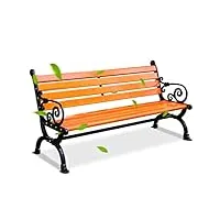 banc de jardin banc de parc banc d'extérieur pour extérieur, chaise de porche en métal, meubles en bois dur en fonte, capacité de poids de 880 kg, pour parc, cour, terrasse, pelouse ( color : yellow ,