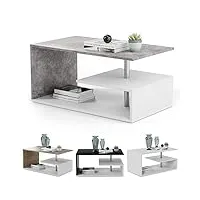 miadomodo® table basse - 90 x 50 x 41 cm, plusieurs niveaux, design moderne, couleur au choix - table centrale pour salon, table d'appoint (blanc - imitation béton)