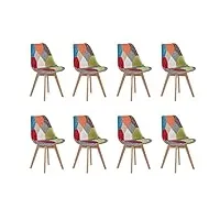 grandca home lot de 8 chaises, chaise de salle à manger,chaise scandinave patchwork,adapté au salon et à la salle à manger(rouge-8)