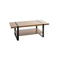 haku möbel table basse, métal, chêne, noir, l 120 x p 60 x h 45 cm