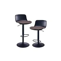 kidol & shellder tabouret bar chaises de salle à manger lot de 2 noir marron polaire teddy coussin d'assise à dossier pivotant réglable en hauteur en métal plastique maison cuisine bistro