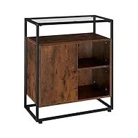 tectake commode conventry 70x38x80,5cm meuble de rangement style industriel (bois foncé industriel)
