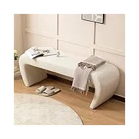 banc ottoman en velours moderne, tabouret repose-pieds rembourré en fausse fourrure, extrémité du couloir de la chambre à coucher, banc de lit, table basse(100x40x43cm(39x16x17), white)