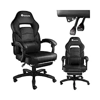 tectake® chaise gaming chaise de bureau fauteuil de bureau fauteuil pivotant design avec coussin lombaire, chaise ergonomique, fauteuil avec accoudoirs, roulette, hauteur réglable, teletravail