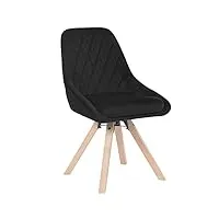 woltu chaise pivotante de salle à manger, chaise de cuisine scandinave, chaise de salon, chaise avec siège rembourré, pieds en bois massif, chaise en velours, noir, bh359sz-1