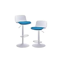 kidol & shellder tabouret bar chaises de salle à manger lot de 2 blanc teal polaire teddy coussin d'assise à dossier pivotant réglable en hauteur en métal plastique maison cuisine bistro