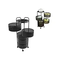tefola Étagère rotative pour corbeille à fruits, étagère de rangement rotative en acier au carbone à 5 niveaux pour légumes ronds avec roulettes pour cuisine de salon