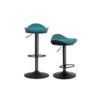 kidol & shellder tabouret bar chaises de salle à manger lot de 2 noir vert polaire teddy hauteur réglable à 360° en pu et métal pour maison cuisine comptoir bistro
