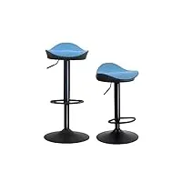 kidol & shellder tabouret bar chaises de salle à manger lot de 2 noir bleu polaire teddy hauteur réglable à 360° en pu et métal pour maison cuisine comptoir bistro